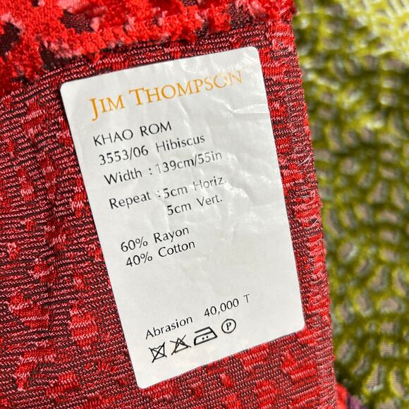 Jim Thompson KHAO ROM  Flocked Geometric Upholstery Fabric Sample 36x26 in - Picture 13 of 16